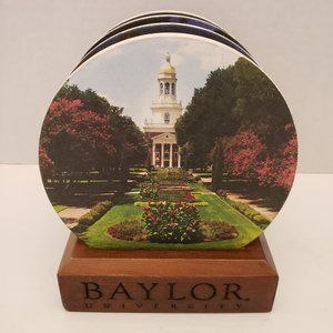 Baylor University Stone Coaster Set with Wood Stand